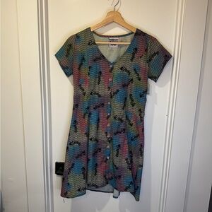 Why Not Us x Ram Head Colorful Print Button-Up Dress